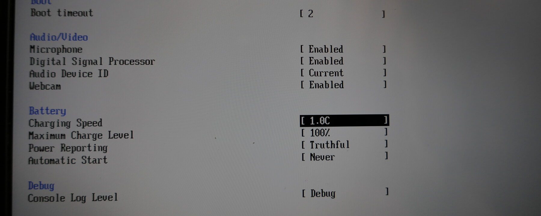 The StarBook Horizon firmware battery charging controls